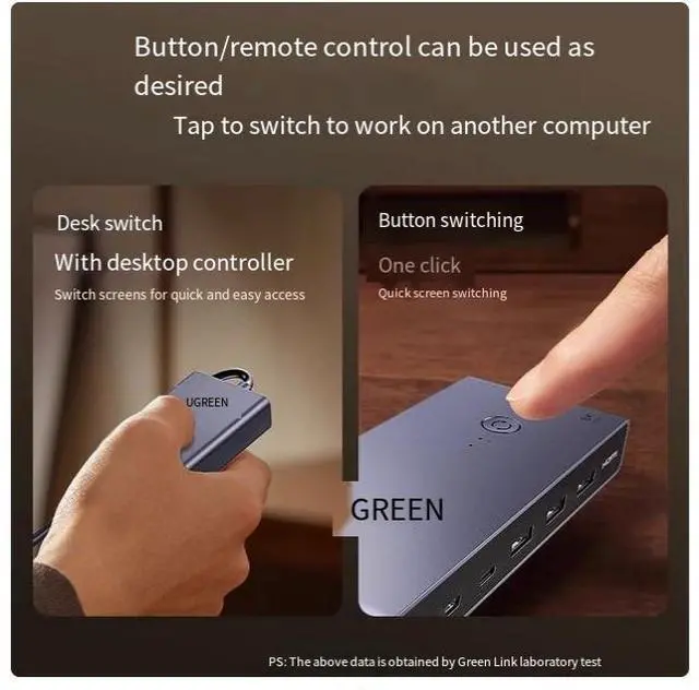 Alt view image 5 of 7 - UGREEN HDMI 2.1 USB3.0 8K 60HZ KVM Switcher 2 Input 1 Output 2 Hosts share one monitor usb printer shares two synchronous allocation screen cutters