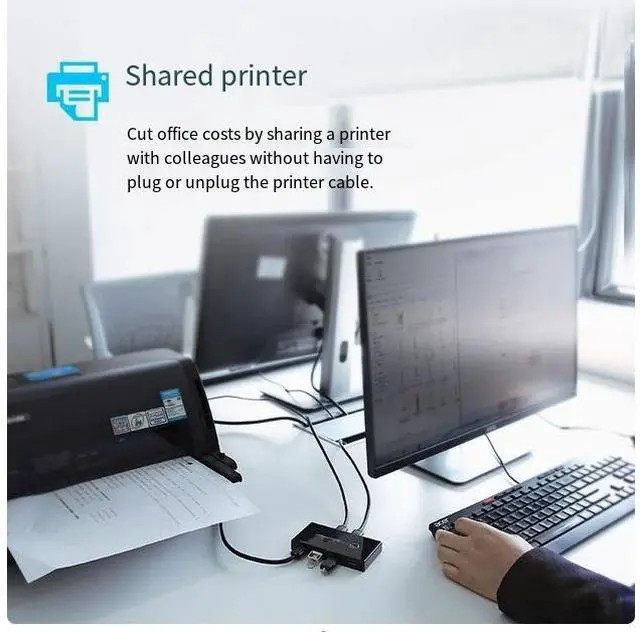 Alt view image 3 of 6 - UGREEN USB 2.0 switch 2 In 4 out Two computers share the keyboard and mouse signal monitor u disk host desktop distribution four 4-port splitter interface converter and two 1.5m USB cables