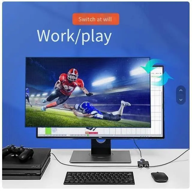 Alt view image 2 of 6 - UGREEN 4K 60HZ KVM SWITCH HDMI 2.0 1 min 2 switcher 2 in 1 out hdmi high definition splitter 2 in 1 for switch computer video ps4 projector one drag two conversion display splitter