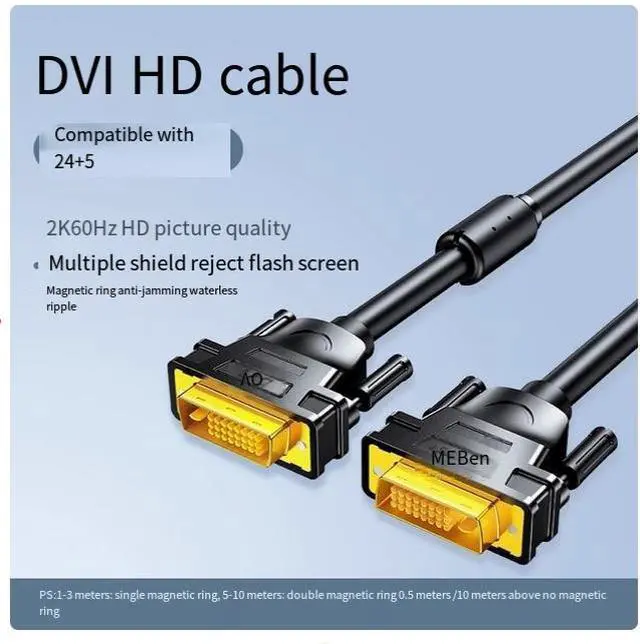 Alt view image 2 of 7 - UGREEN 2K 60HZ DVI cable Computer monitor screen cable HD desktop and host graphics card interface for video data 65.6 ft.