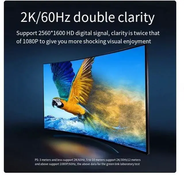 Alt view image 5 of 7 - UGREEN 2K 60HZ DVI cable Computer monitor screen cable HD desktop and host graphics card interface for video data 65.6 ft.