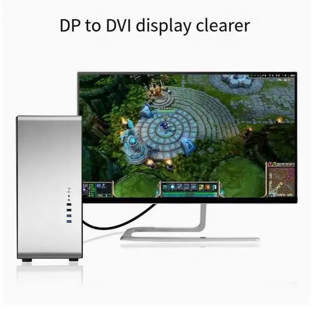 Alt view image 3 of 4 - UNGREEN DP to DVI to connector Monitor cable 1K 60HZ Large displayport port conversion video card cable 0.15M