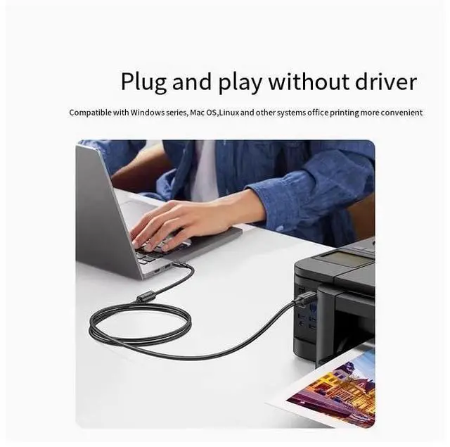 Alt view image 3 of 7 - UGREEN USB 2.0 printer data cable Computer extended connection Extended USB square port for Canon HP Epson