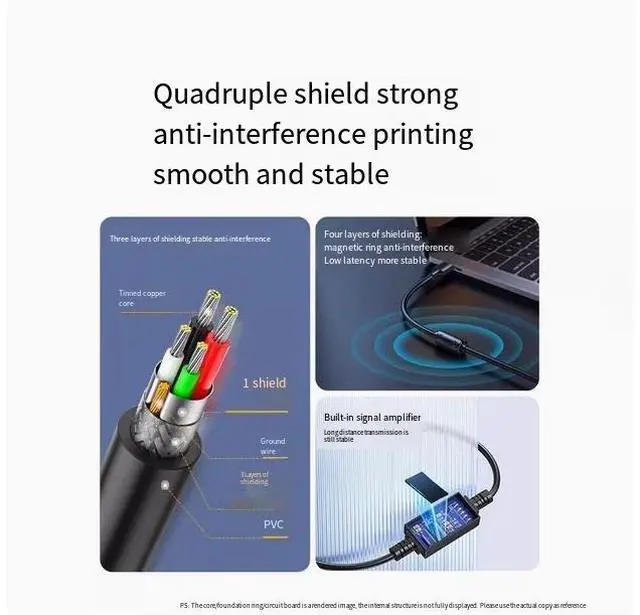 Alt view image 5 of 7 - UGREEN USB 2.0 printer data cable Computer extended connection Extended USB square port for Canon HP Epson
