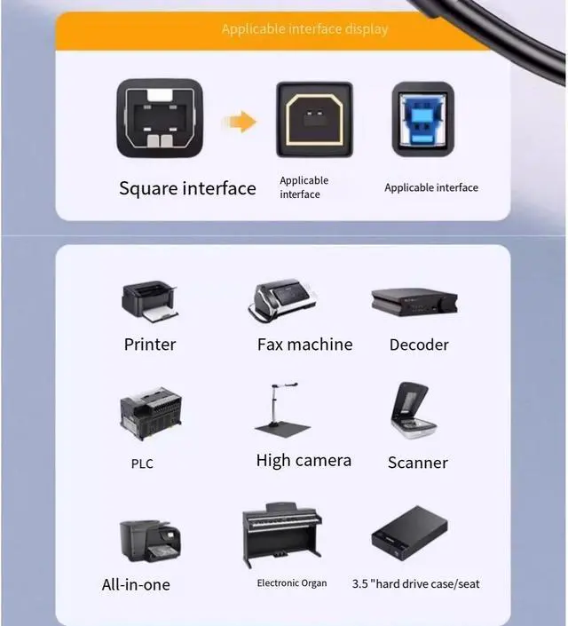 Alt view image 7 of 7 - UGREEN USB 2.0 printer data cable Computer extended connection Extended USB square port for Canon HP Epson
