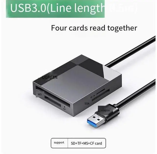 Main image of UGREEN High-speed Card reader USB3.0 4-in-1 multi-function SD/CF/TF/MS card simultaneously reads multi-function Typ for in-car otg camera memory SLR camera Truck mobile phone computer