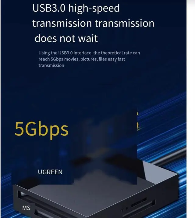 Alt view image 3 of 4 - UGREEN High-speed Card reader USB3.0 4-in-1 multi-function SD/CF/TF/MS card simultaneously reads multi-function Typ for in-car otg camera memory SLR camera Truck mobile phone computer