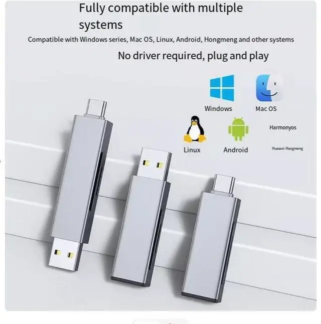 Alt view image 5 of 5 - USB3.0 camera card reader High-speed multi-function all-in-one universal sd memory card tf storage to Typec Mobile phone otg Computer tablet for Apple 16 Huawei ipad Canon ccd read  USB3.0+Type-C port