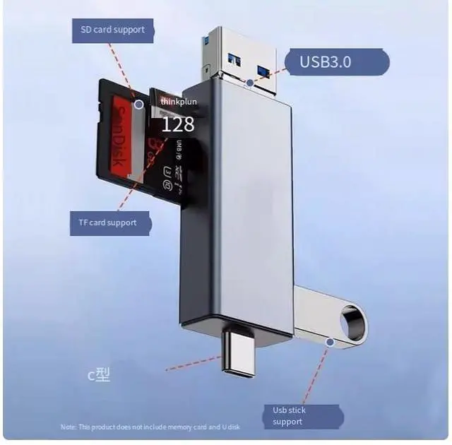 Main image of USB3.0 camera card reader High-speed multi-function all-in-one universal sd memory card tf storage to Typec Mobile phone otg Computer tablet for Apple 16 Huawei ipad Canon ccd read  USB3.0+Type-C port