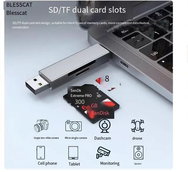 Alt view image 3 of 4 - USB3.0 Camera card reader USB3.0 high-speed multi-function all-in-one universal sd memory card tf storage to Typec Mobile phone otg Computer tablet for Apple 16 Huawei ipad Canon ccd read Type-C port