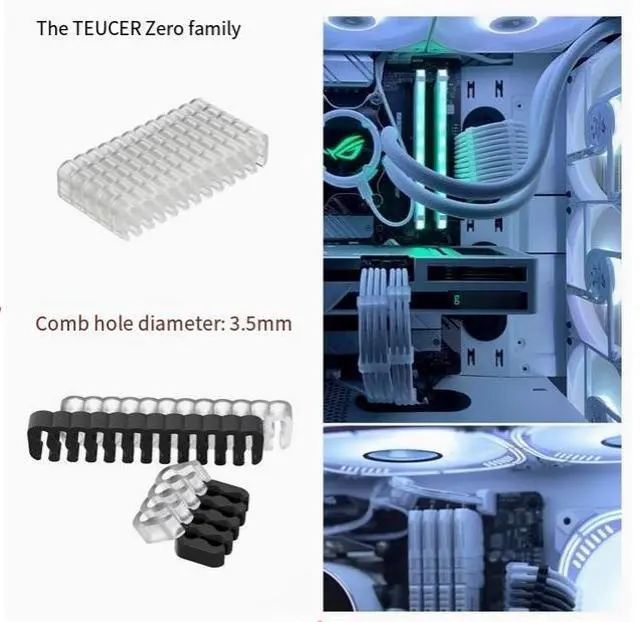 Alt view image 2 of 2 - Computer power module Cable comb set (4 24PIN motherboard, 12 8PIN graphics cards, 8 6PIN graphics cards) Motherboard 24PIN cable organizer CPU graphics card clip White