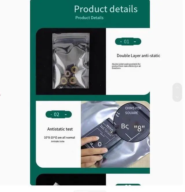 Alt view image 4 of 4 - 10PCAK Computer motherboard anti-static bag Flat mouth/self-sealing bag Anti-oxidation shielding bag