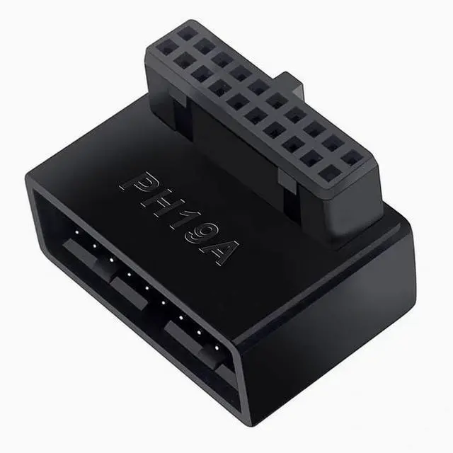 Main image of 2PACK Desktop computer motherboard USB3.0 19/20P socket 90 degree steering head cable wizard with housing