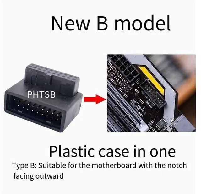 Alt view image 3 of 6 - 2PACK Desktop computer motherboard USB3.0 19/20P socket 90 degree steering head cable wizard with housing