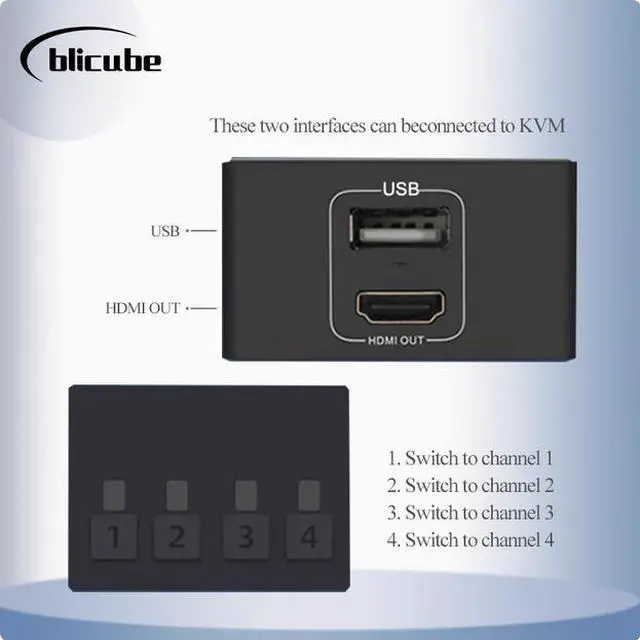 Alt view image 3 of 5 - PiKVM BLIKVM 4K HDMI USB switch KVM four-port Converter 4-in-1-out set