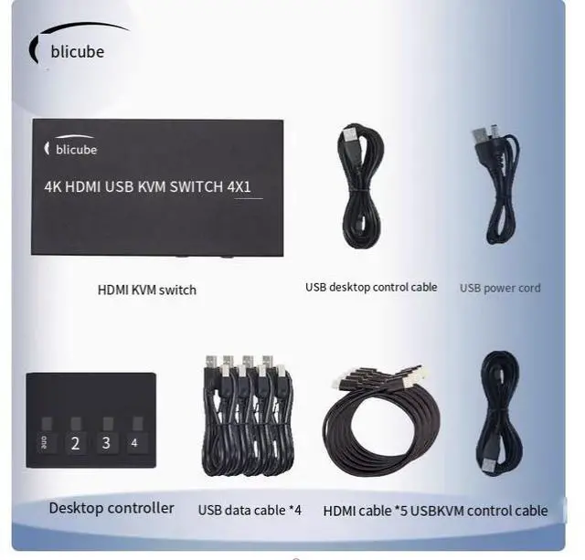 Alt view image 5 of 5 - PiKVM BLIKVM 4K HDMI USB switch KVM four-port Converter 4-in-1-out set