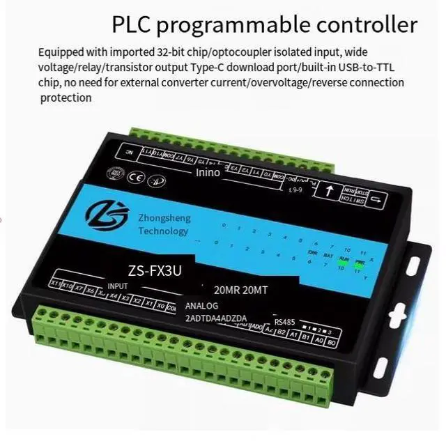 Alt view image 4 of 4 - PLC programmable controller 20MR, 10-in 10-out, 5A relay industrial control board relay transistor analog pulse temperature control