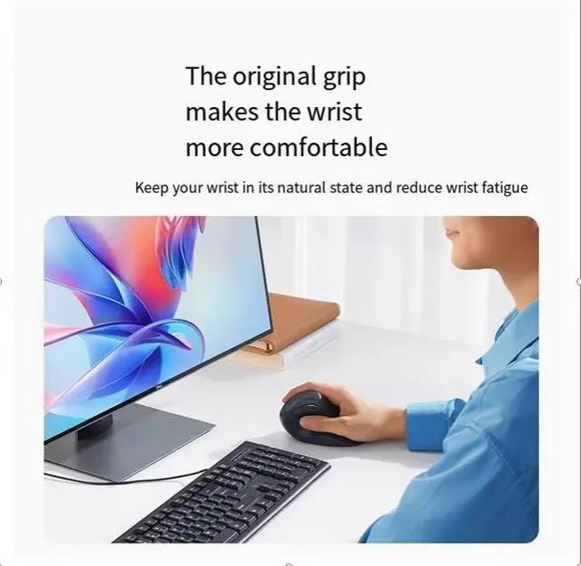 Alt view image 4 of 6 - UGREEN 2.4G wireless ergonomic mouse, wireless Bluetooth, silent office, hand-protecting laptop, upright vertical mouse