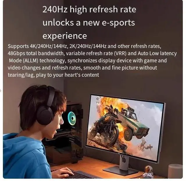 Alt view image 2 of 5 - UGREEN 8k60HZ 4K240HZ  high-definition cable hdmi 2.1 connects to a computer, TV and 4k240hz monitor screen cable 2m
