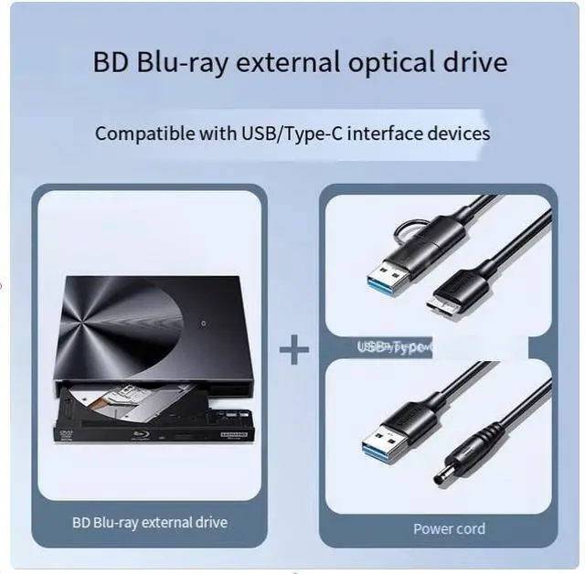 Alt view image 7 of 7 - UGREEN Blu-ray external optical drive CD, DVD, BD burner, laptop external usb3.2 reading cd, universal mobile disc