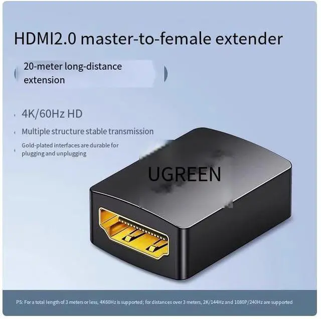 Alt view image 2 of 6 - UGREEN HDMI 2.0 master-to-female extender 4K60HZ connection TV, computer, projector converter to connector