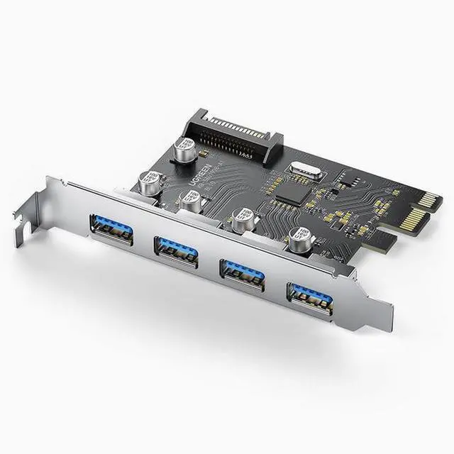 Main image of UGREEN PCIE to 4xUSB 3.0 expansion card and 4-pin to 15-PIN cable desktop motherboard adapter expansion panel