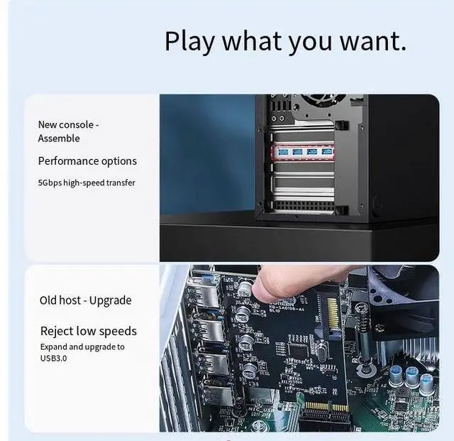 Alt view image 2 of 5 - UGREEN PCIE to 4xUSB 3.0 expansion card and 4-pin to 15-PIN cable desktop motherboard adapter expansion panel