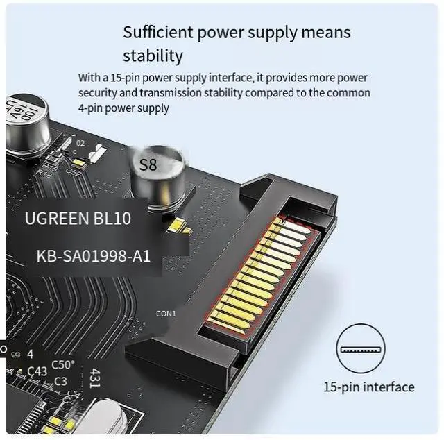Alt view image 3 of 5 - UGREEN PCIE to 4xUSB 3.0 expansion card and 4-pin to 15-PIN cable desktop motherboard adapter expansion panel