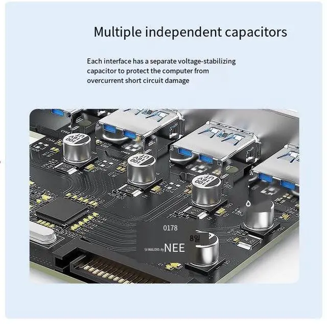 Alt view image 4 of 5 - UGREEN PCIE to 4xUSB 3.0 expansion card and 4-pin to 15-PIN cable desktop motherboard adapter expansion panel