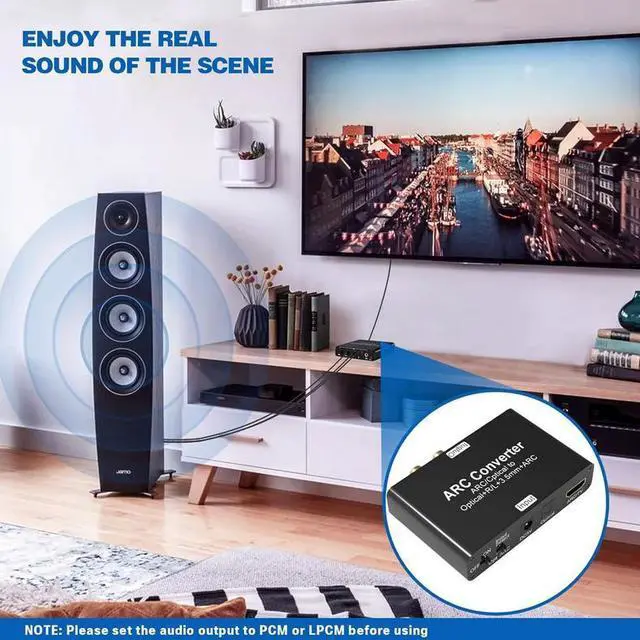 Alt view image 6 of 7 - 192K HDMI ARC audio return converter, DAC audio converter, optical fiber digital ARC audio adapter
