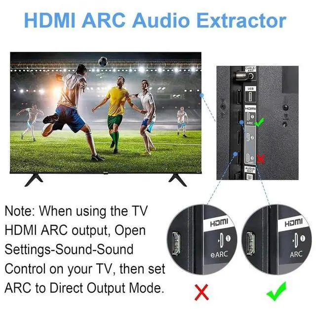 Alt view image 7 of 7 - 192K HDMI ARC audio return converter, DAC audio converter, optical fiber digital ARC audio adapter