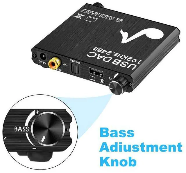 Alt view image 3 of 7 - 192KHZ digital-to-analog converter, optical fiber analog audio decoder, USB sound card, digital audio converter