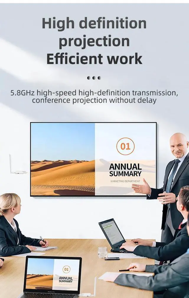 Alt view image 4 of 5 - Wireless HDMI Transmitter and Receiver, 165ft/50m Wireless HDMI for 4K Decode Input 1080P Output, Plug&Play Portable 2.4G/5.8G for Video and Audio to Monitor from PC/Projector/TV Box