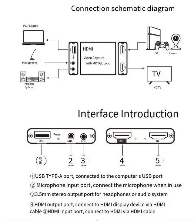 Alt view image 6 of 7 - HDMI capture card, USB high-definition video recording box, OBS game live streaming capture card, ring out 3.5 microphone