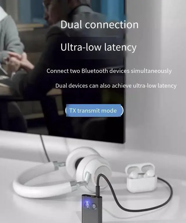Alt view image 6 of 7 - Lossless Bluetooth 5.2 audio receiver and transmitter one-to-two support APTX 2-in-1 ultra-long battery life USB