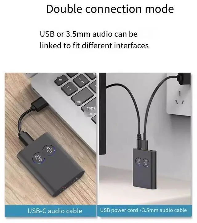 Alt view image 7 of 7 - Lossless Bluetooth 5.2 audio receiver and transmitter one-to-two support APTX 2-in-1 ultra-long battery life USB