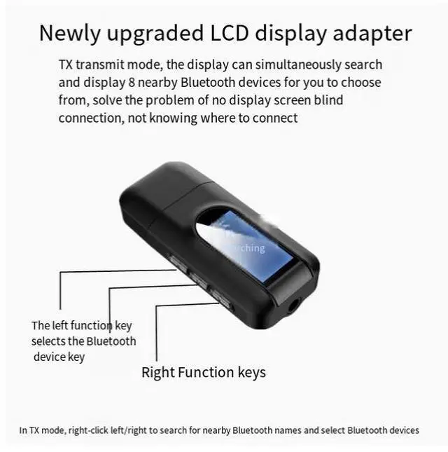 Alt view image 4 of 5 - Bluetooth Audio transmitter and Receiver 5.0 2-in-1 computer TV projector Audio 3.5mm to stereo headphones