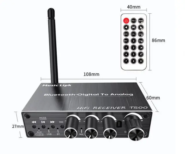 Alt view image 6 of 6 - 5.3 Bluetooth receiver Wireless Audio adapter to old-fashioned speaker amplifier dedicated 6.5 Microphone Karaoke tape Coaxial cable