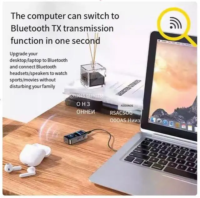 Alt view image 3 of 6 - Bluetooth 5.4 adapter, audio transmitter and receiver, wireless transmission, lossless call, AUX wired to wireless audio