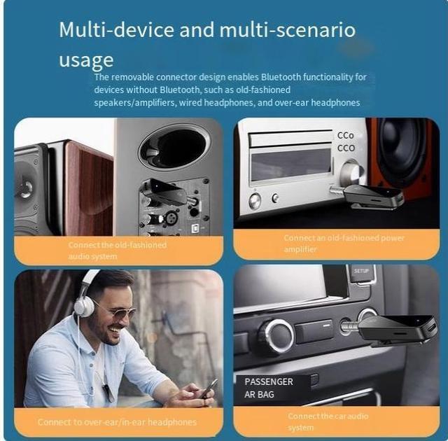Alt view image 4 of 5 - Bluetooth 5.3 lossless HIFI Bluetooth audio receiver, lapel 3.5 audio call converter, TF card player