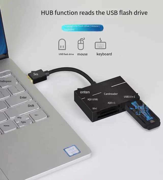 Alt view image 5 of 6 - ONTEN TYPE-C XQD high-speed card reader, camera single-lens reflex SD card reader, compatible with SONY M/G series memory card and USB flash drive reader