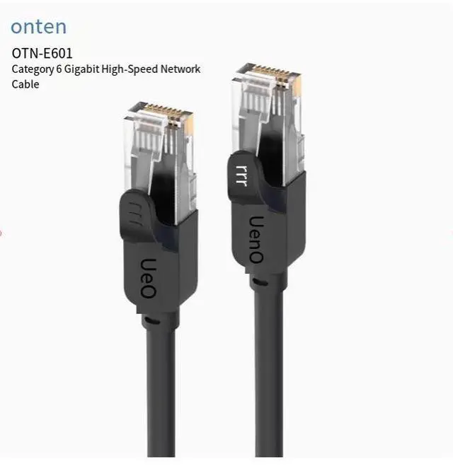 Main image of ONTEN Home Super 6 Category Gigabit router, high-speed computer host broadband connection cable, indoor and outdoor engineering pre-embedded decoration network cable 4.92 ft. Black