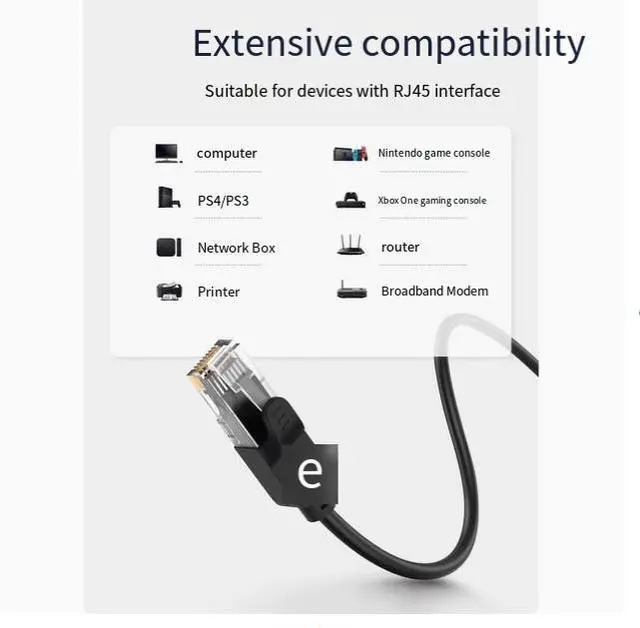 Alt view image 2 of 2 - ONTEN Home Super 6 Category Gigabit router, high-speed computer host broadband connection cable, indoor and outdoor engineering pre-embedded decoration network cable 4.92 ft. Black