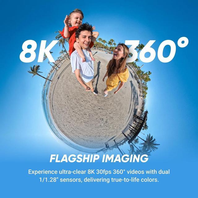 Alt view image 2 of 7 - Insta360 X5 - Waterproof 8K 360° Action Camera, Leading Low Light, Invisible Selfie Stick Effect, Rugged and Replaceable Lens, 3-Hour Battery, Built-in Wind Guard, Stabilization, Triple AI Chip Design