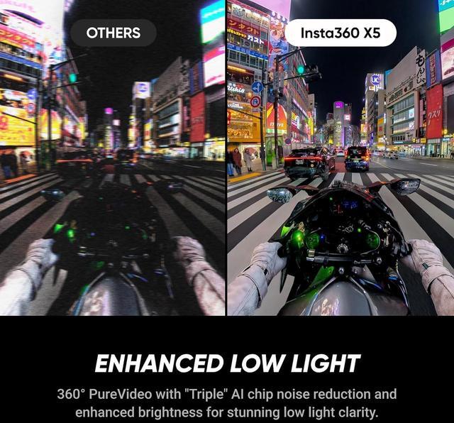 Alt view image 3 of 7 - Insta360 X5 - Waterproof 8K 360° Action Camera, Leading Low Light, Invisible Selfie Stick Effect, Rugged and Replaceable Lens, 3-Hour Battery, Built-in Wind Guard, Stabilization, Triple AI Chip Design