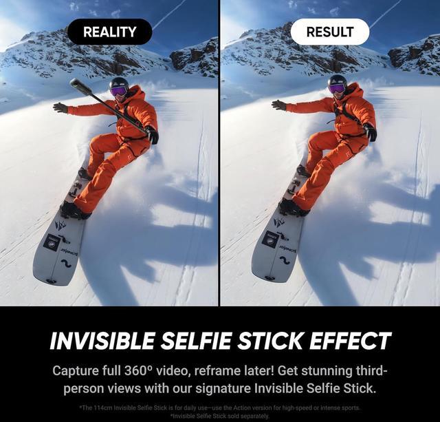 Alt view image 4 of 7 - Insta360 X5 - Waterproof 8K 360° Action Camera, Leading Low Light, Invisible Selfie Stick Effect, Rugged and Replaceable Lens, 3-Hour Battery, Built-in Wind Guard, Stabilization, Triple AI Chip Design