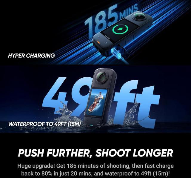 Alt view image 7 of 7 - Insta360 X5 - Waterproof 8K 360° Action Camera, Leading Low Light, Invisible Selfie Stick Effect, Rugged and Replaceable Lens, 3-Hour Battery, Built-in Wind Guard, Stabilization, Triple AI Chip Design