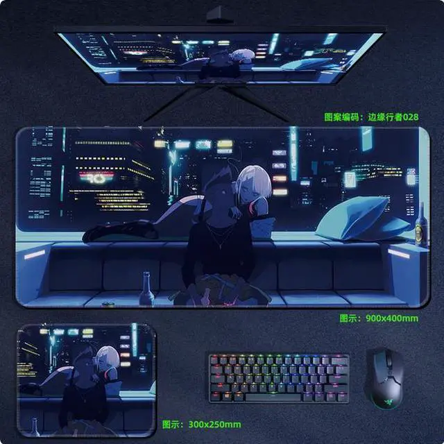 Main image of Cyberpunk:Edgerunners anime mouse pad Extended Gaming Mouse Pad with Stitched Edges Large Mouse pad with Non-Slip Rubber Base for Work & Gaming, Offi ce & Home, 900*400mm