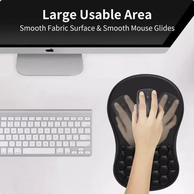 Alt view image 5 of 5 - Ergonomic Joint Wrist Support Mouse Pad with Memory Foam Cushion Massage Bump, Carpal Tunnel Pain Relief Mousepad Slope Design for Wrist Rest, 11.8x7.9 in, Black