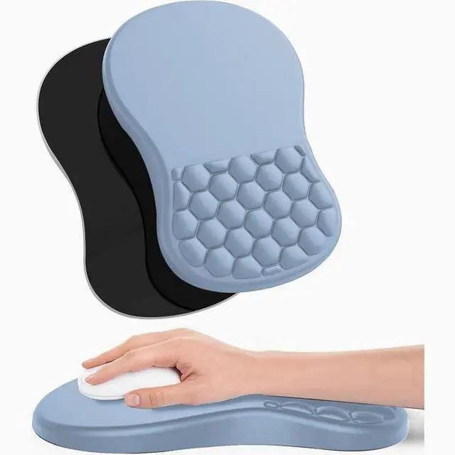 Main image of Ergonomic Joint Wrist Support Mouse Pad with Memory Foam Cushion Massage Bump, Carpal Tunnel Pain Relief Mousepad Slope Design for Wrist Rest, 11.8x7.9 in,BLUE